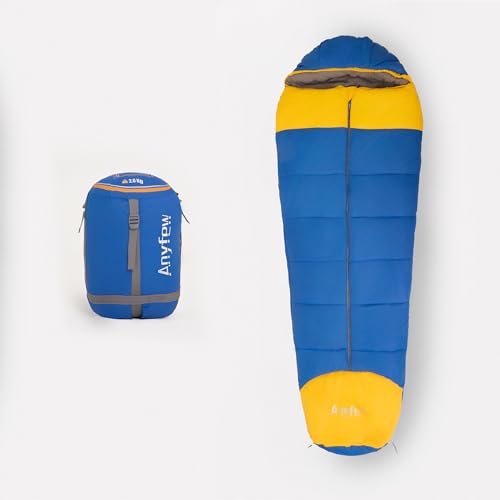 Anyfew 0 Degree Mummy Style Adult Sleeping Bag 100% Cotton Flannel,Big and Tall Cold Weather Winter Zero Degree Camping, Free Compression Sack.
