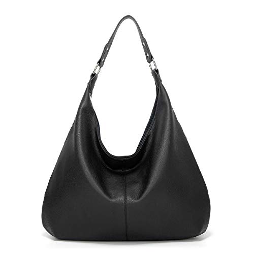 Ashioup Mala de mão das mulheres vintage PU bolsas de couro para mulheres hobo malas tote mala de ombro com fecho, Preto