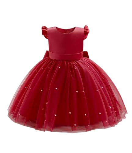 Image of TAGAS Girls Princess Party Dress | Mesh Layered Fit & Flare Frock for Girls | Pearl Embellished Tulle Dress | Birthday Dressess | Wedding Kids Fancy Frock (3-11 Years)