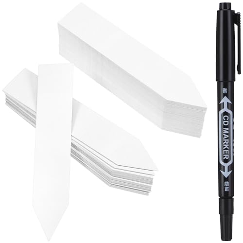 INOOMP Plastic Plant Tags with Marker Pen, 120pcs Gardens Plant Labels Tags Potted Plants Signs Nursery Garden Labels Pot Marker Plant Name Stake Tags for Potted Plants