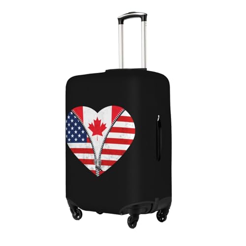 Travel Luggage Cover Heart America Flag And Canada Flag Fashion Washable Baggage Suitcase Protector Fit For Luggage Medium2
