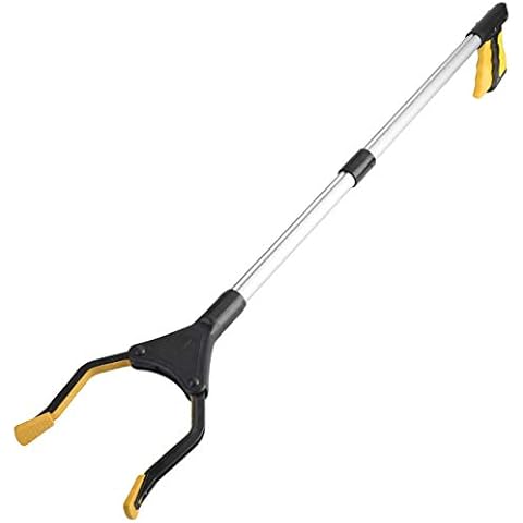 Litter Picker, 32" Foldable Long Arm Mechanical Grabber Reacher Grab & Grip Rubbish Pick Up Hand Pick-Up, Lightweight Extender Gripper Tool Handy Assist Reaching Aid (Yellow) Cover