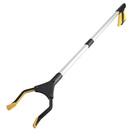 Litter Pickers, 32" Foldable Long Arm Mechanical Grabber Reacher Grab & Grip Rubbish Pick Up Hand Pick-Up, Lightweight Extender Gripper Tool Handy Assist Reaching Aid (Yellow)