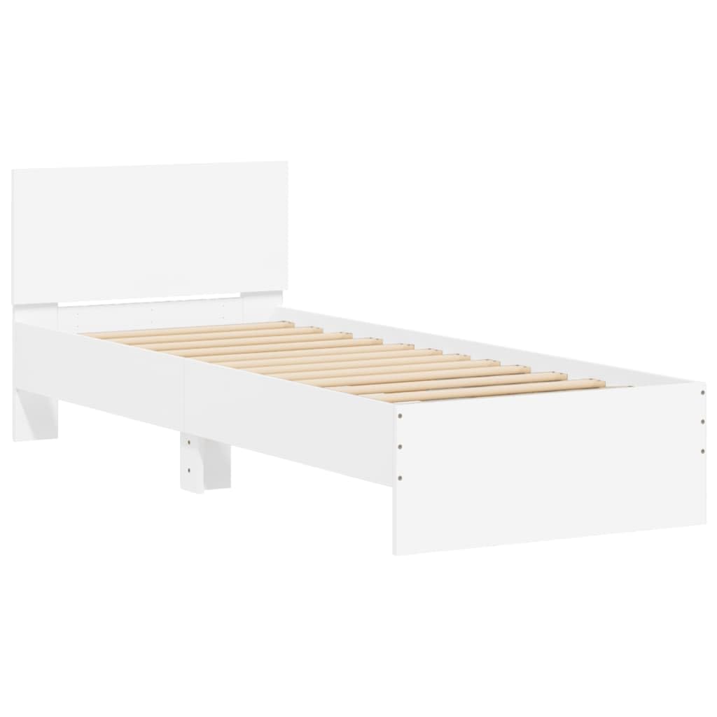 IKAYAA Cama Madera 90 x 190 cm con Cajones y Luces LED, Marco de Cama con Almacenamiento y Listones de Madera, Cama Individual, Marco De Cama, Bed Frame, Cama Juvenil 90 x 190 cm Blanco