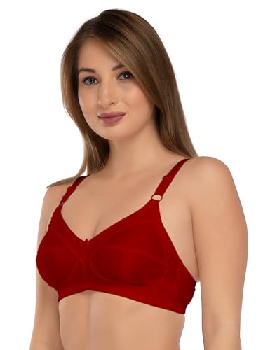 Image of DAISY DEE Women's Cotton Brassiere Non-Padded Wirefree Seamed Full Coverage Comfort-fit Cut and Sew, with Broader Band Regular /Dress /Saree Bra - NSHPU