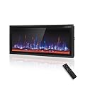 MAISON ARTS 42" Electric Fireplace, Recessed & Wall Mounted Electric Fireplace Heater, Ultra Narrow Frame Fireplace Insert w/Remote Control, Timer, Adjustable Flame Colors, Log/Crystal, 750/1500W