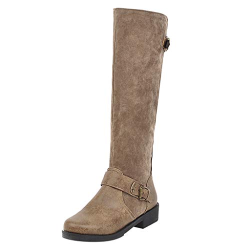 Botas Nieve Mujer Invierno,Yesmile Botas de Tacón Invierno para Mujer de Forrado Piel Sintética Cuero Media Pierna Cremallera