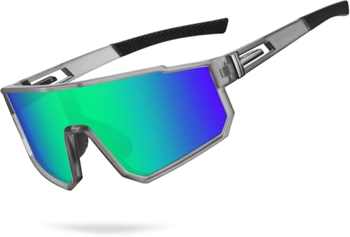 Sakmot Gafas de sol polarizadas para hombre, gafas de ciclismo polarizadas, gafas de ciclismo para hombre, deportivas, de ciclismo anti-UV, para ciclismo, motociclismo, correr, esquí, montañismo (gris