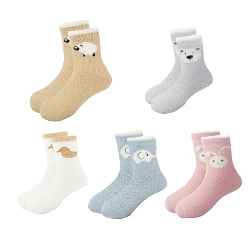 flintronic 5 Paare Kuschelsocken Mädchen, Winter Warme Thermo...