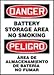 DANGER BATTERY STORAGE AREA NO SMOKING (BILINGUAL SPANISH)