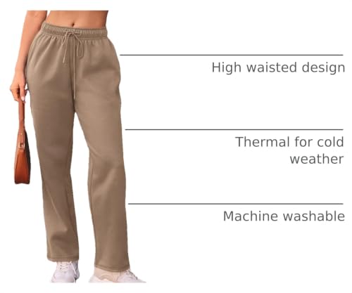 Image of AUTOMET Women's Straight Leg Sweatpants Fleece Lounge Pants | Fall Athletic Joggers with Pockets,Lightweight Soft Sweat Pants, Casual Gym Workout Pants