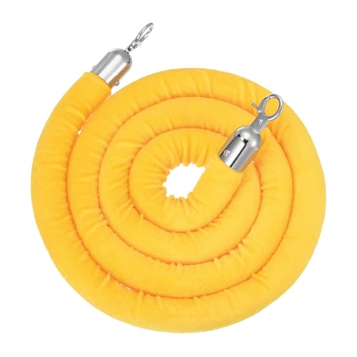 PATIKIL Cuerdas de terciopelo (6.6 pies x 32 mm, amarillas) (1 unidad), cuerdas de terciopelo para control de multitudes con hebilla plateada, adecuadas para eventos de alfombras, hoteles, cines