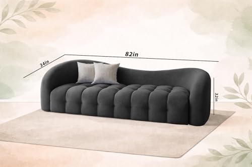 Image of Casaliving Ariana Modern Premium Boucle Fabric Sofa, Upholstered 3 Seater Sofa Set for Living Room, (Black Colour) Premium Boucle Fabric Sofa