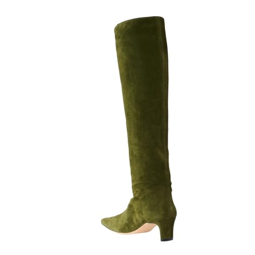 miss left Women Comfortable Low Heel Pull on Knee High Boots Stylish Square Toe Winter Party Fashion Long Boots Size 4-16 US2