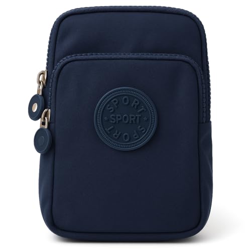 Bolsa Porta Celular com Alça Ajustável e Suporte de Braço Nylon Resistente Leve e Compacta Ideal para Caminhada, Corrida, Academia e Uso Diário (Azul)