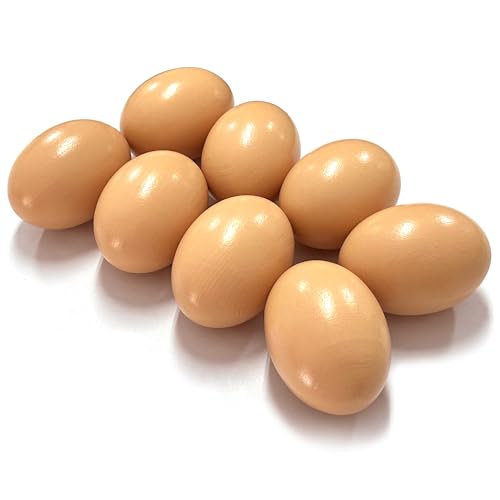 MEMOFYND 8 huevos artificiales, huevos de madera artificiales, huevos de madera para comadrona, huevos de pollo, herramientas para la cría de aves de corral (beige)