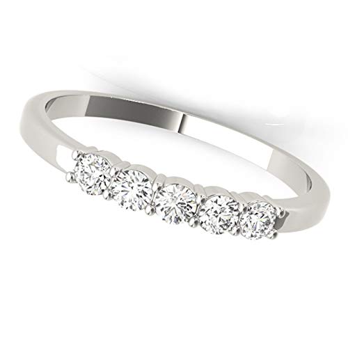 Five Stone 0.25 Carat Diamond Engagement Wedding Band In 10K Solid Rose, White & Yellow Gold, Best Valentinesday Gift2