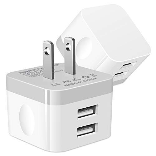 Dual USB Wall Charger, 2Pack 2.4A Double USB Wall Plug iPhone Fast Charger Block Box Brick Adapter for iPhone 16 15 14 13 12 Pro Max XS X 8 Plus, Samsung Galaxy S25 S24 S23 A16 A15 A53 A73 S22 Note20