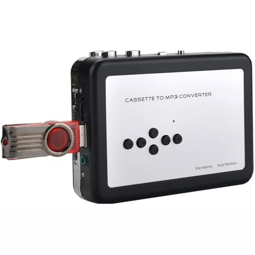 YZHYYDS Reproductor de cassette, reproductor de casete portátil, convertidor de audio a digital con función de auriculares y reproducción, convierte casetes a convertidor de MP3, dos métodos de fuente