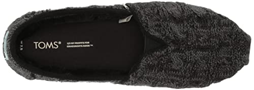 Image of TOMS Womens Alpargata Recycled Cotton Canvas inch Loafer Flat, Black Knit, 6 US