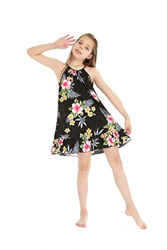 Image of Family Matching Hawaiian Clothes, Hibiscus Black | Black Hibiscus Print • Soft Rayon Fabric • Family Matching Outfits • Vacation Ready • Luau Party Wear