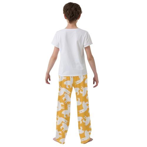 ZZXXB Sleeping Llamas Boys Long Pants Soft Trousers Elastic Waist Kids Lounge Bottoms with Pockets S-XL3