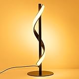 NUÜR Spiral Table Lamp, 15 inch ‘S’ Curve Trendy Black LED Table Lamp, Brushed Metal, Dimmable with