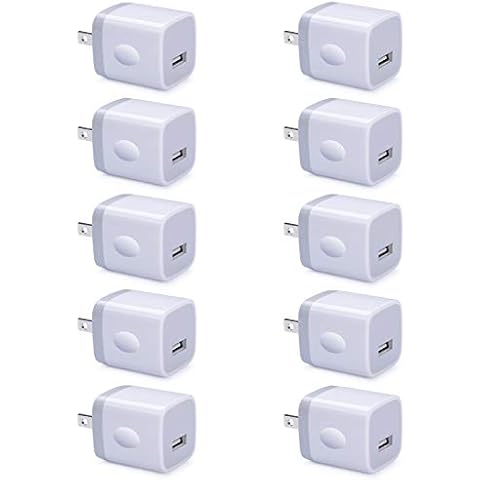 USB Wall Plug 10 Pack, UorMe 1A 5V Single Port Wall Charger Power Adapter Cube Block Box for iPhone SE 14 Plus 13 12 Pro Xs XR X, Samsung Galaxy A13 S22 S21FE A21 A71 A51 A31 S10e S9 S8, Pixel 6 Cover