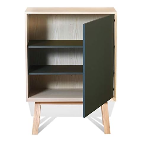 Mon Petit Meuble Francais Wooden Wardrobe with 1 Door - Dark Blue - 100% Made in France Cover