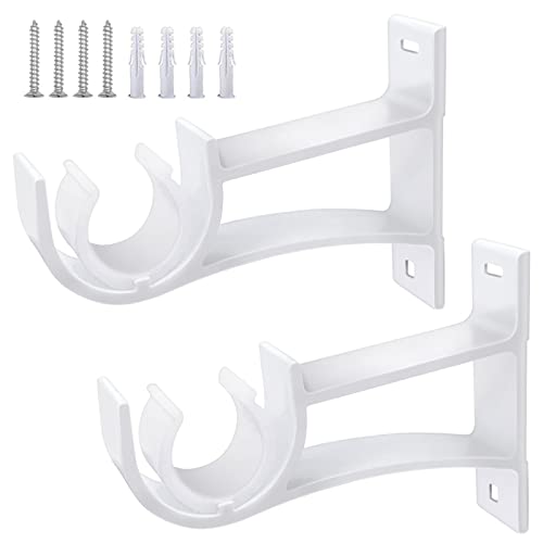Lot de 2 supports de tringle à rideau robustes en métal blanc de 25 mm pour tringle à rideau de 25 à 30 mm