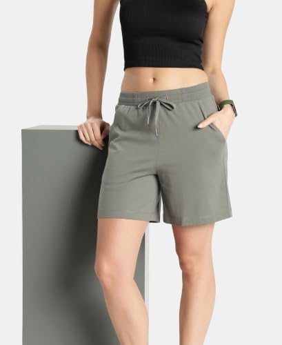 Image of Jockey AW23 Women Super Combed Cotton Rich Regular Fit Shorts with Side Pockets