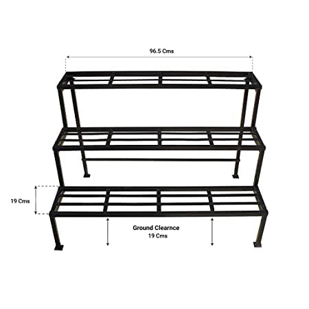 GROWING ART 3 Step Rubberized Base Planter Stand for Multiple Plants and Pots Stand, Indoor Shelf Holder Rack, Gardening Stand,Indoor Outdoor ( Black)