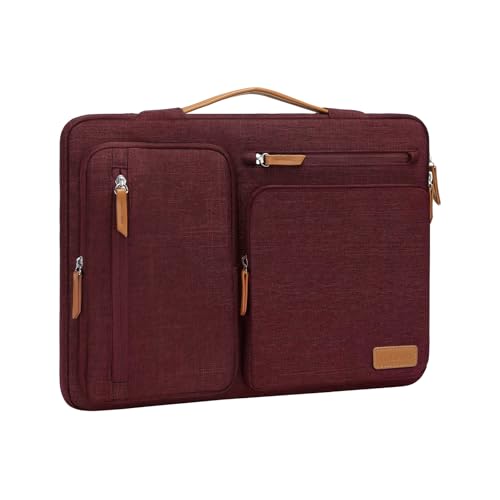 Image of MOSISO 360 Protective Laptop Case 13.3 inch, 13-13.3 inch Laptop Sleeve Compatible with MacBook Air /Pro 13 / Pro 14,HP Dell Acer ASUS,Side Open Carrying Case with 4 Zipper Pockets&Handle, Wine Red