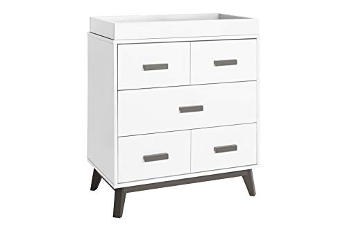 Image of Babyletto Scoot 3-Drawer Changer Dresser with Removable Changing Tray in Slate/White, Greeguard Gold Certified