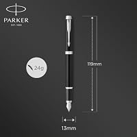 Parker IM Füller | Mattschwarz mit Chrom-Zierteilen | Füllfederhalter mit mittlerer Feder und blauer Tinte | Geschenkbox – Ansicht 3