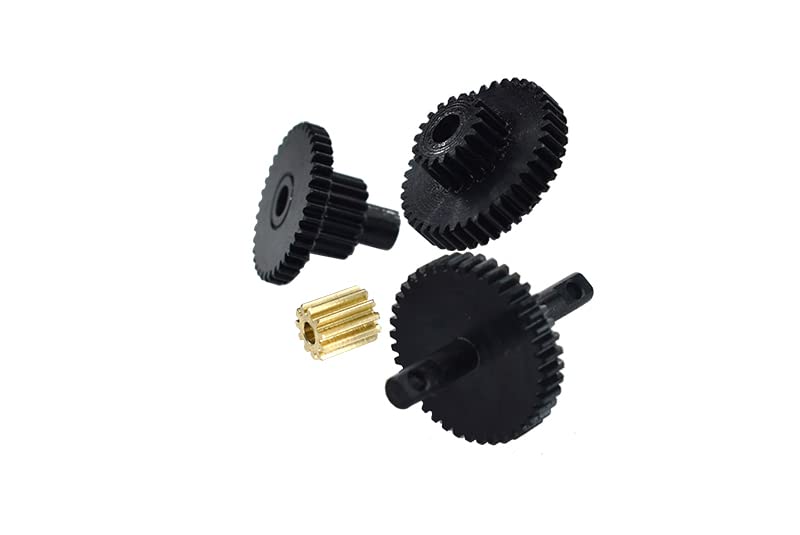 Harden Steel #45 Transmission Gear Set with Brass Motor Teeth for Traxxas 1:18 TRX4M Ford Bronco Crawler 97074-1 / TRX4M Land Rover Defender 97054-1 / TRX4M K10 High Trail Crawler 97064-1 - Black