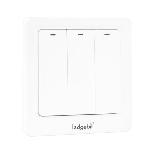 Image of Ledgebit Smart Touch Light Switch - Wi-Fi, 3 Gang, Smart Light Switch for Home Automation, Voice Control with Alexa & Google Assistant, White