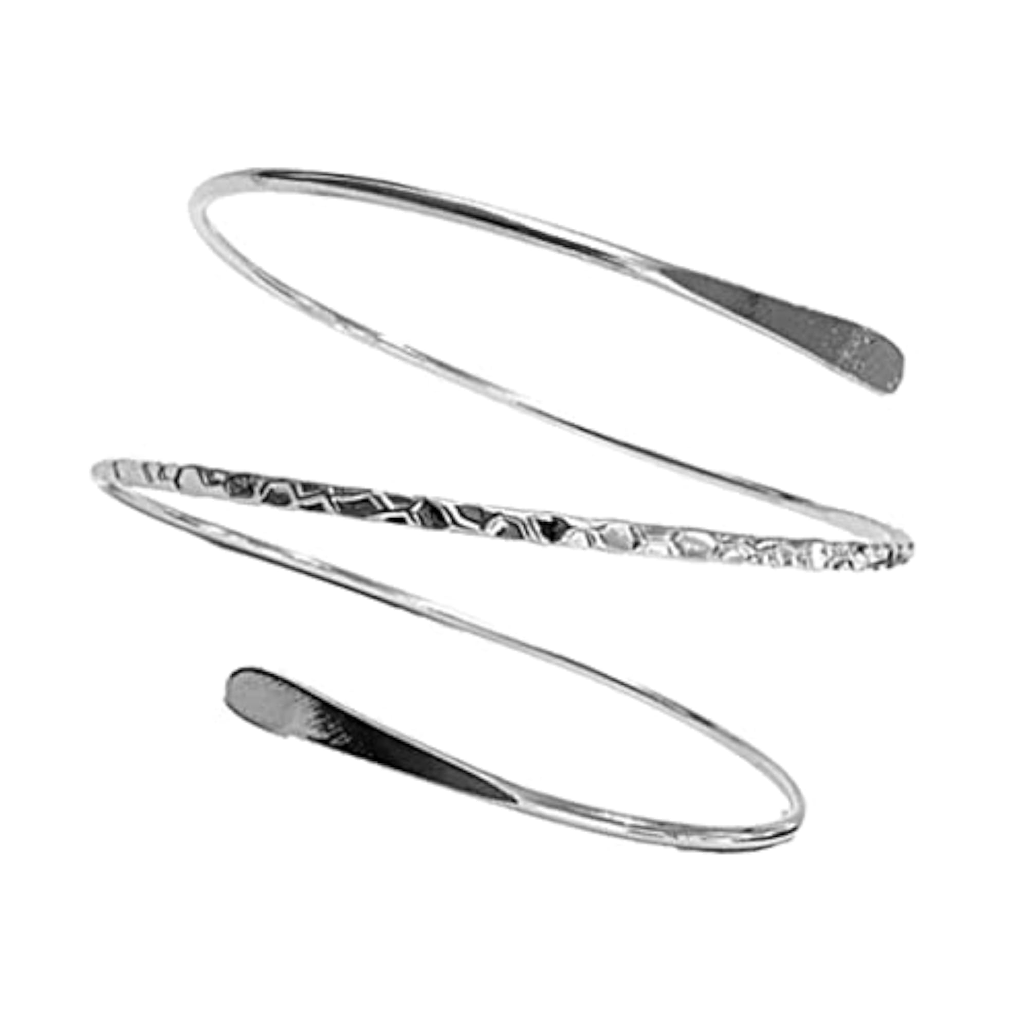 Silver Minimalist Metal Coil Upper Arm Cuff Bracelet