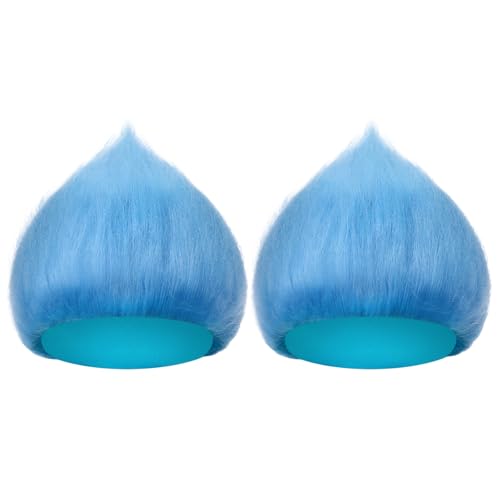 Image of Geyoga 2 Pcs Funny Wig Crazy Hair for Halloween Party,Light Blue | Funny Colorful Wig Adults Use, Unisex Funky Hairband, Halloween Mardi Gras Cosplay Costume Party Accessories