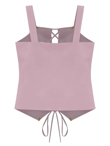 Moily Kids Girls Victorian Medieval Pirate Vest Viking Renaissance Steampunk Waistcoat Lace-up Halloween Pirate Top4