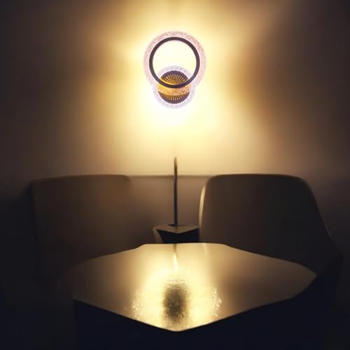 Image of GreyWings Modern LED Wall Light for Home, 3 Color Modes, Warm White, Pink, Natural White, Golden Acrylic Crystal Wall Lamp, Pack of 1