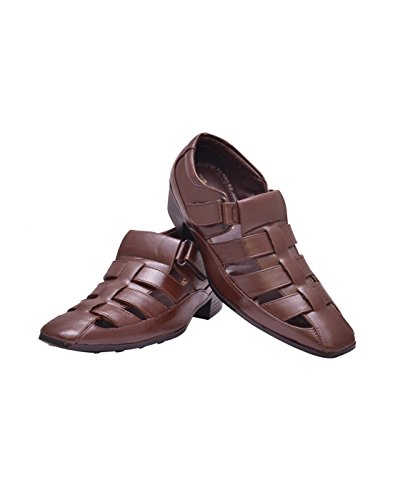 Image of BXXY Men's 2 inch Height Increasing Synthetic Material Formal Velcro Roman Sandals with Pu Sole.