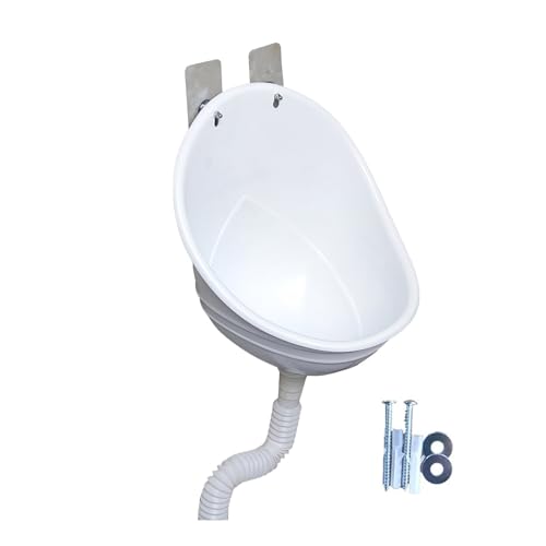 Urinal para hombres, montaje en pared, de plástico PP, sin descarga de agua, antiobstrucción y antiodor, para baño, escuela, obra o exterior (blanco) miniatura 1