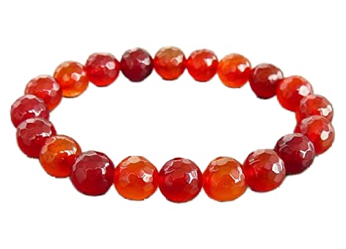 Bracelet agate orange 10mm en pierres naturelles facettées pour homme et femme
