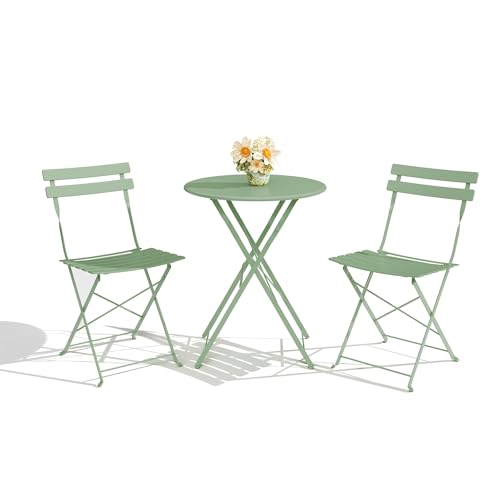 3-Piece Folding Bistro Set, Outdoor Patio Furniture Set with 2 Chairs & 1 Table, Space-Saving Foldable Balcony Garde