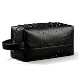 OIMEI Men’s Toiletry Bag PU Leather Travel Dopp Kit – Water-Resistant Shaving Organizer with Large Opening, Portable Bathroom Wash Bag for Travel & Gym Trip Toiletry Case (Black)