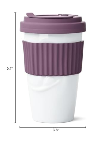 Taza de porcelana para café con tapa y funda Wineberry miniatura 5