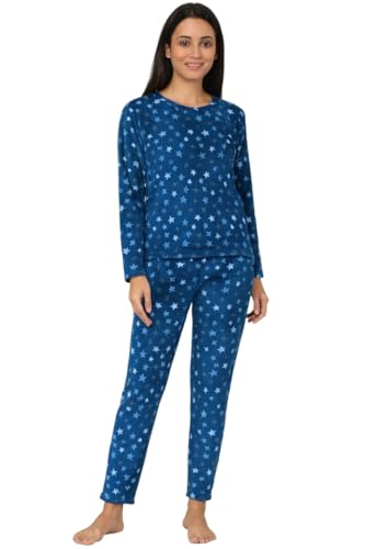 Image of CAMEY Women's Printed Full Sleeve Round Neck /V-Neck Top and Pajama Pants with Pockets