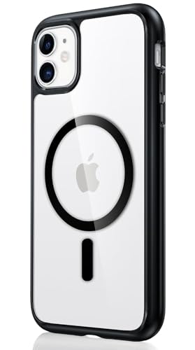 Image of NISHTECH for iPhone 11 Case: Clear Magnetic Slim Fit Case Compatible with Magsafe Rugged Protective Transparent Cover (Black Magnetic)