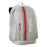 WILSON 2025 Team Tennis Backpack - Oats/Red, Holds up to 2 Rackets